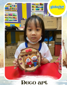Deco art(The Deco Art Workshop is for students aged 4 and above. It consists of a series of projects that include handcrafting, drawing (transfer), coloring/painting, stenciling, assembling, and clay modeling.)